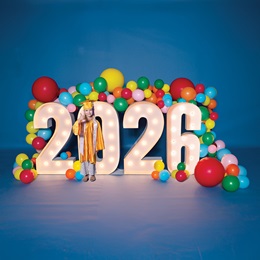 Lighted Year and Colored Balloons Graduation Photo Prop