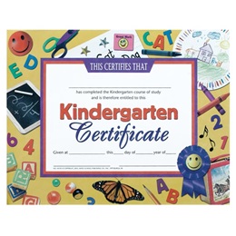 Kindergarten Certificate - School Supplies Border