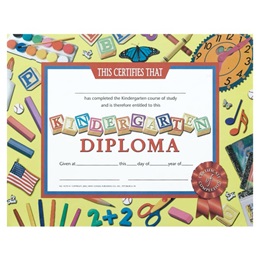 Kindergarten Diploma - School Supplies Border