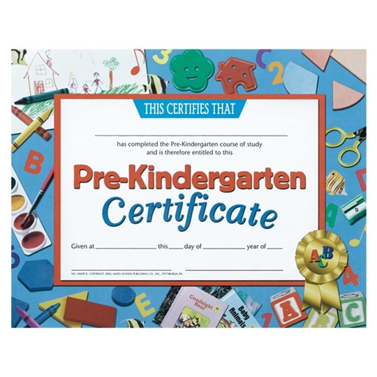 Pre Kindergarten Certificate Little Graduates
